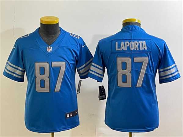 Women%27s Detroit Lions #87 Sam LaPorta Blue Vapor Limited Stitched Football Jersey(Run Smaller)